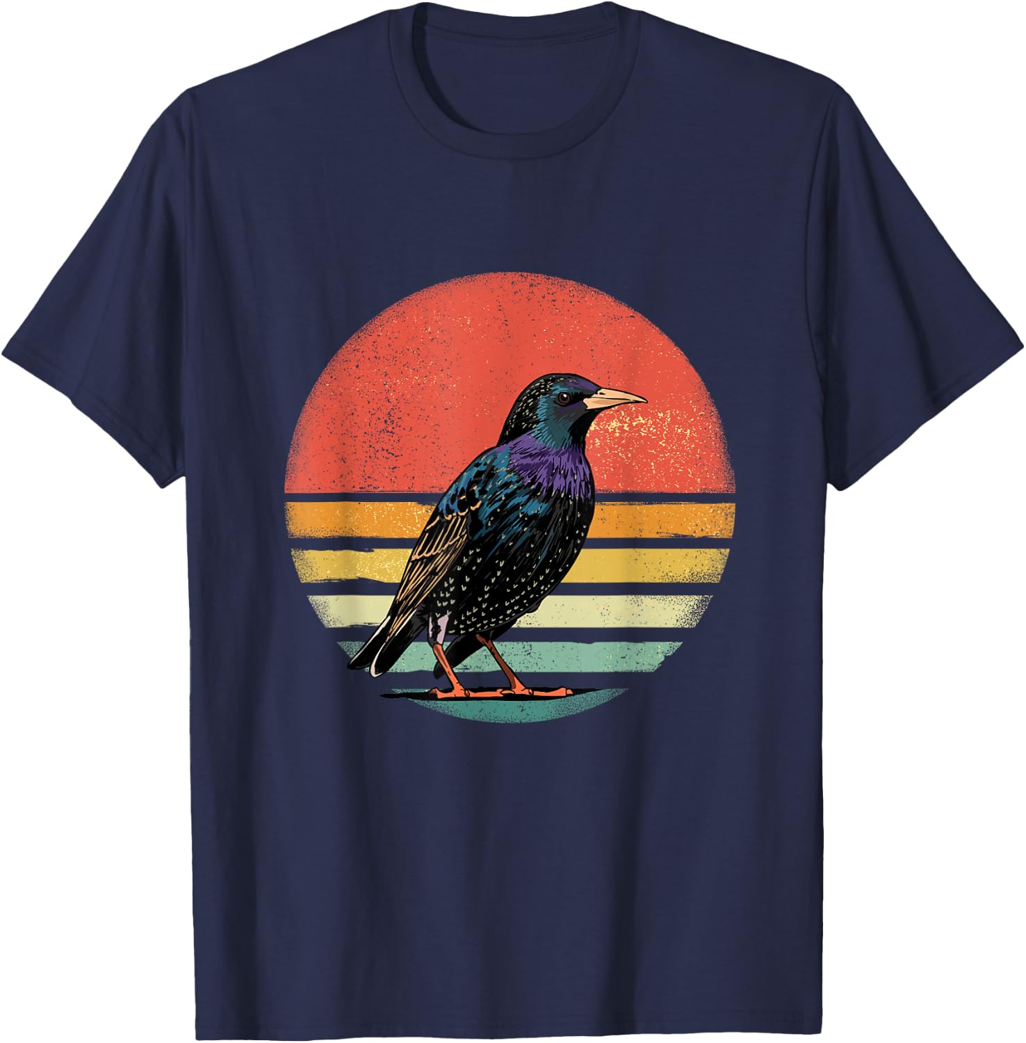 Retro Vintage Starling Nature Starling Bird Watcher T-Shirt - T-Shirt | Navy