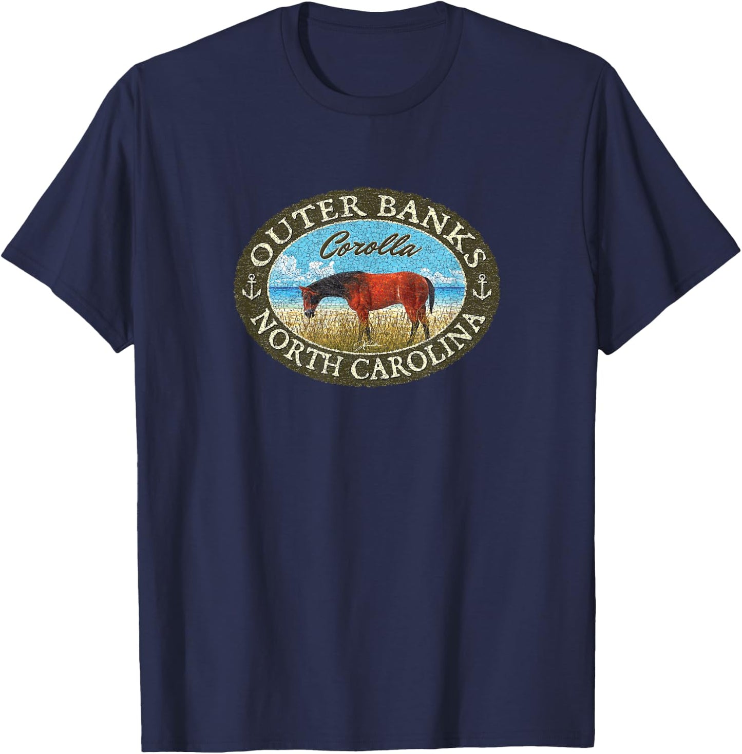 JCombs: Corolla, Outer Banks, NC, with Corolla Wild Horse T-Shirt - T-Shirt | Navy