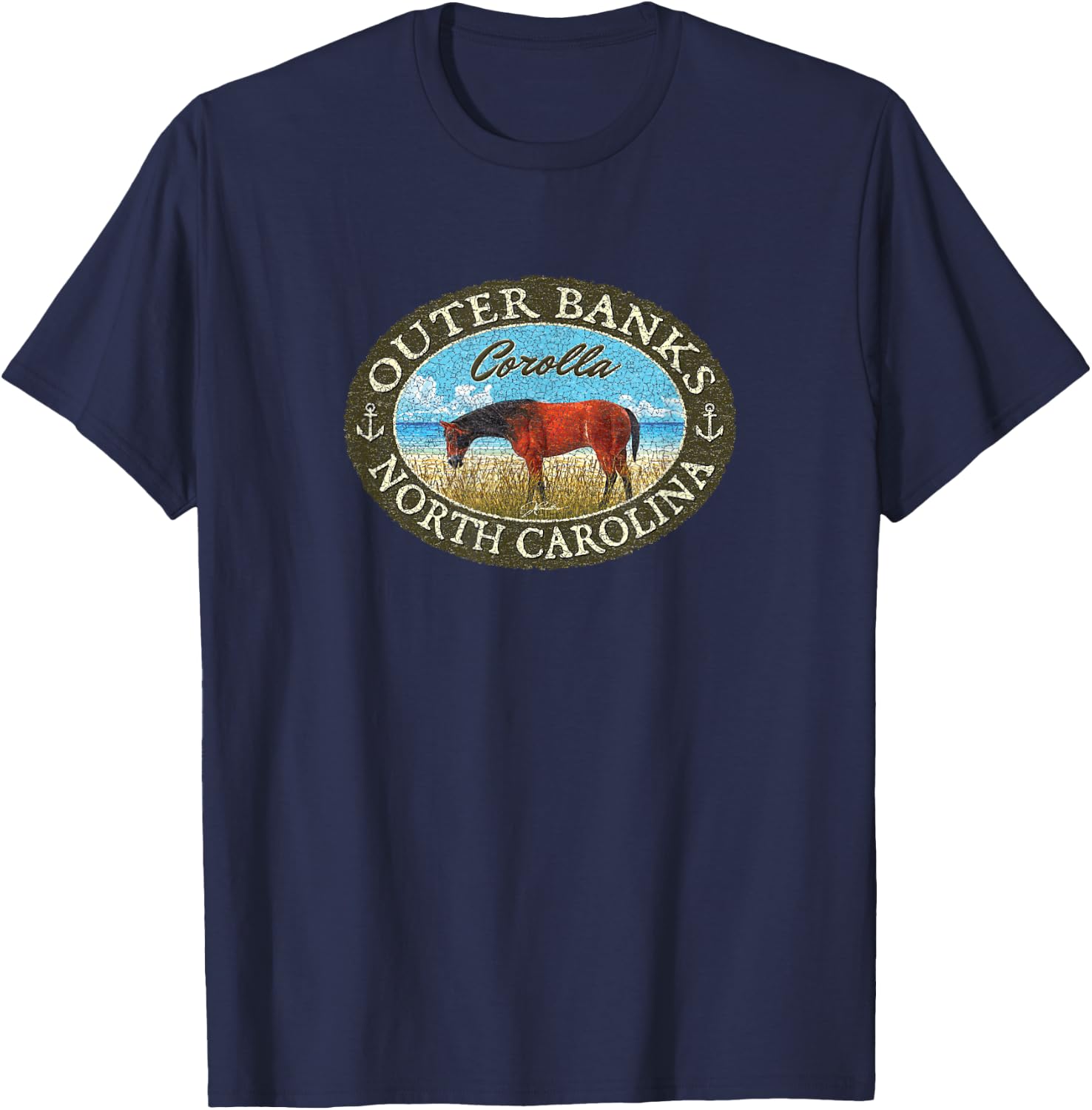 JCombs: Corolla, Outer Banks, NC, with Corolla Wild Horse T-Shirt - T-Shirt | Navy