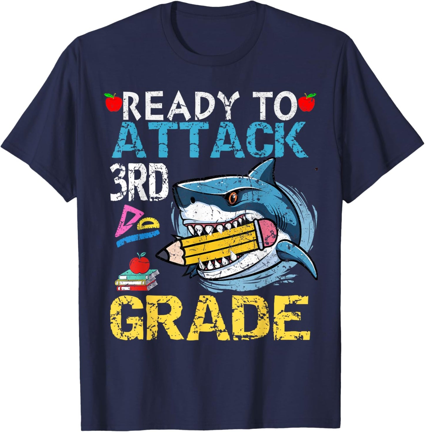 Ready To Attack 3rd Grade Funny Shark 3rd First Day School T-Shirt - T-Shirt | Navy