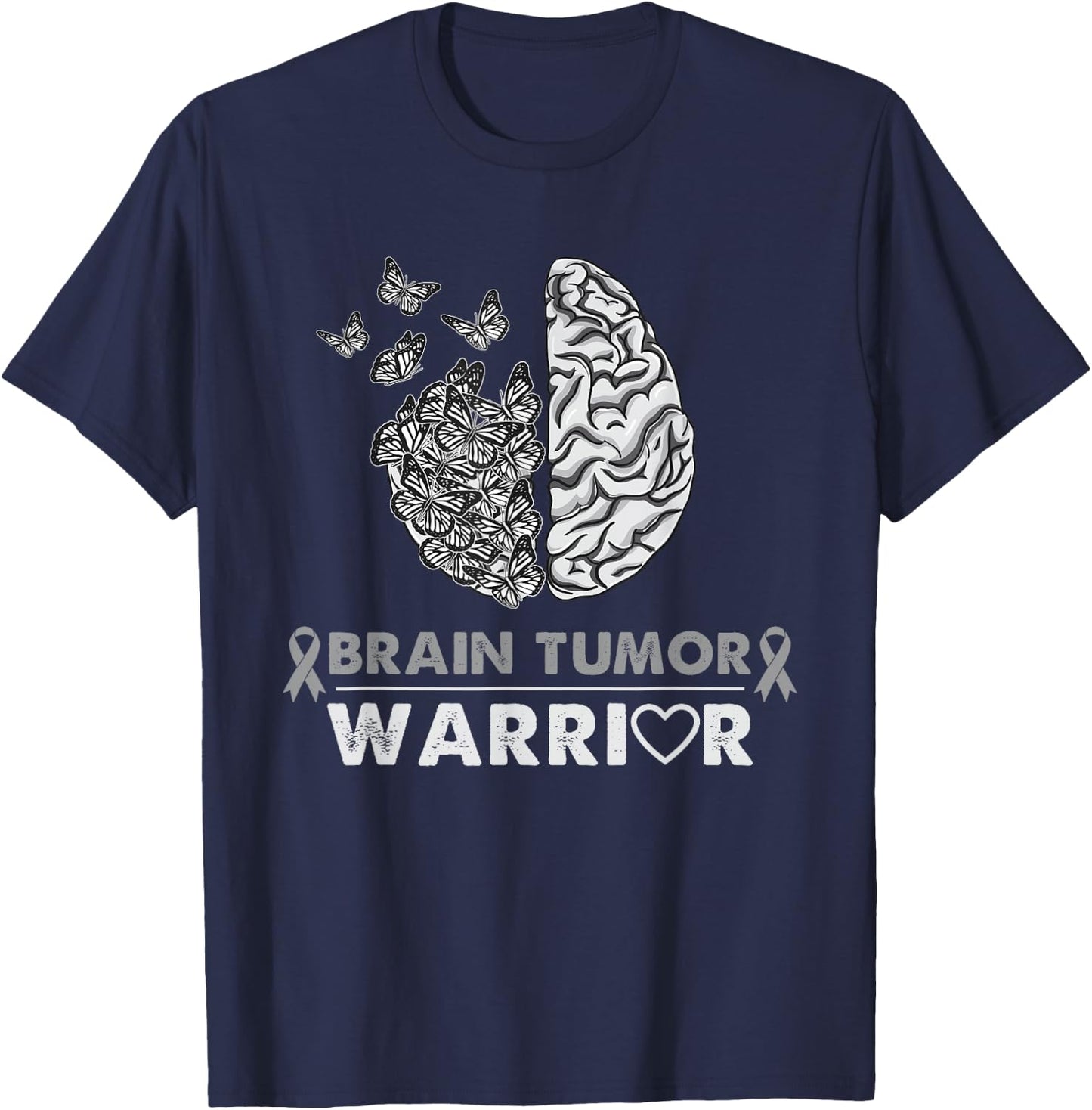 Brain Tumor Warrior Brain Tumor Awareness T-Shirt - T-Shirt | Navy