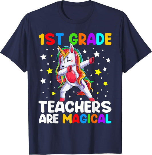 1st Grade Teachers Are Magical Unicorn Back To School Women Kids T-Shirt - T-Shirt | Navy