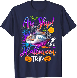 Aw Ship Halloween Trip Family Cruising Crew Cruise Squad T-Shirt - T-Shirt | Navy