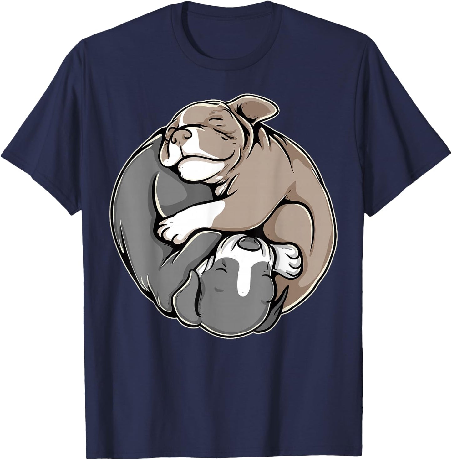 Pitbull Puppies Yin Yang For Pibble Mom T-Shirt - T-Shirt | Navy