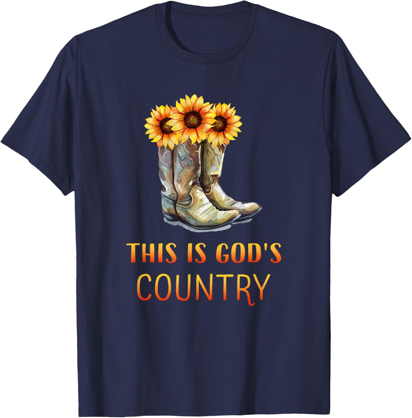 Cowgirl Boots - God's Beautiful Country T-Shirt - T-Shirt | Navy