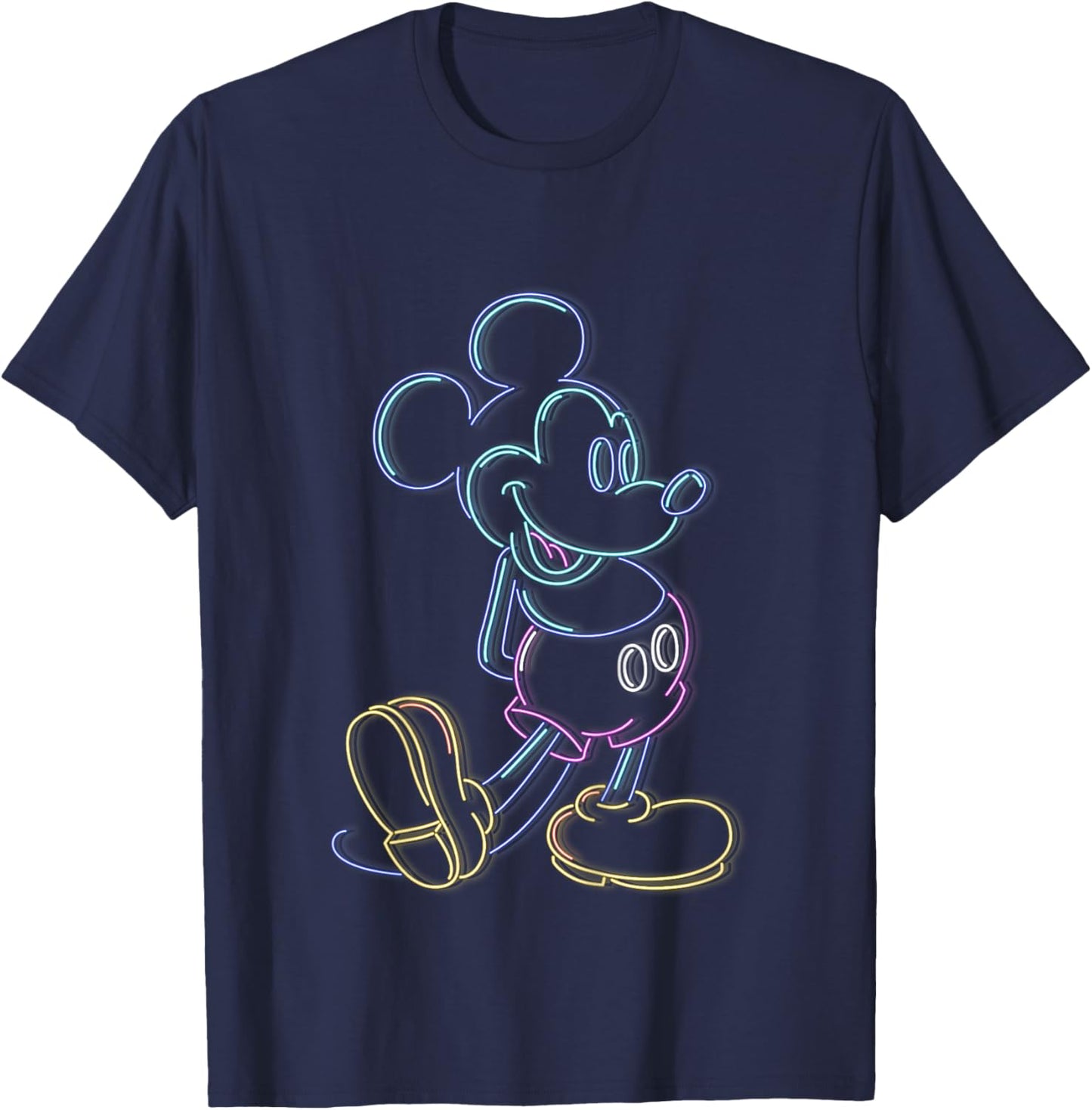 Kids Disney Mickey And Friends Mickey Neon Lights Sign Logo T-Shirt - T-Shirt | Navy