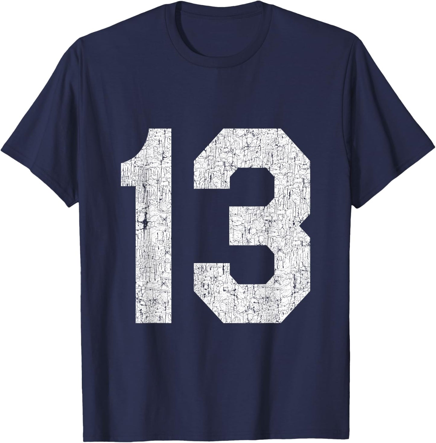 #13 Jersey Uniform Varsity Sports Number, 13th Birthday T-Shirt - T-Shirt | Navy