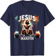 Jesus The Ultimate Deadlifter Retro Christian Jesus Workout T-Shirt - T-Shirt | Navy