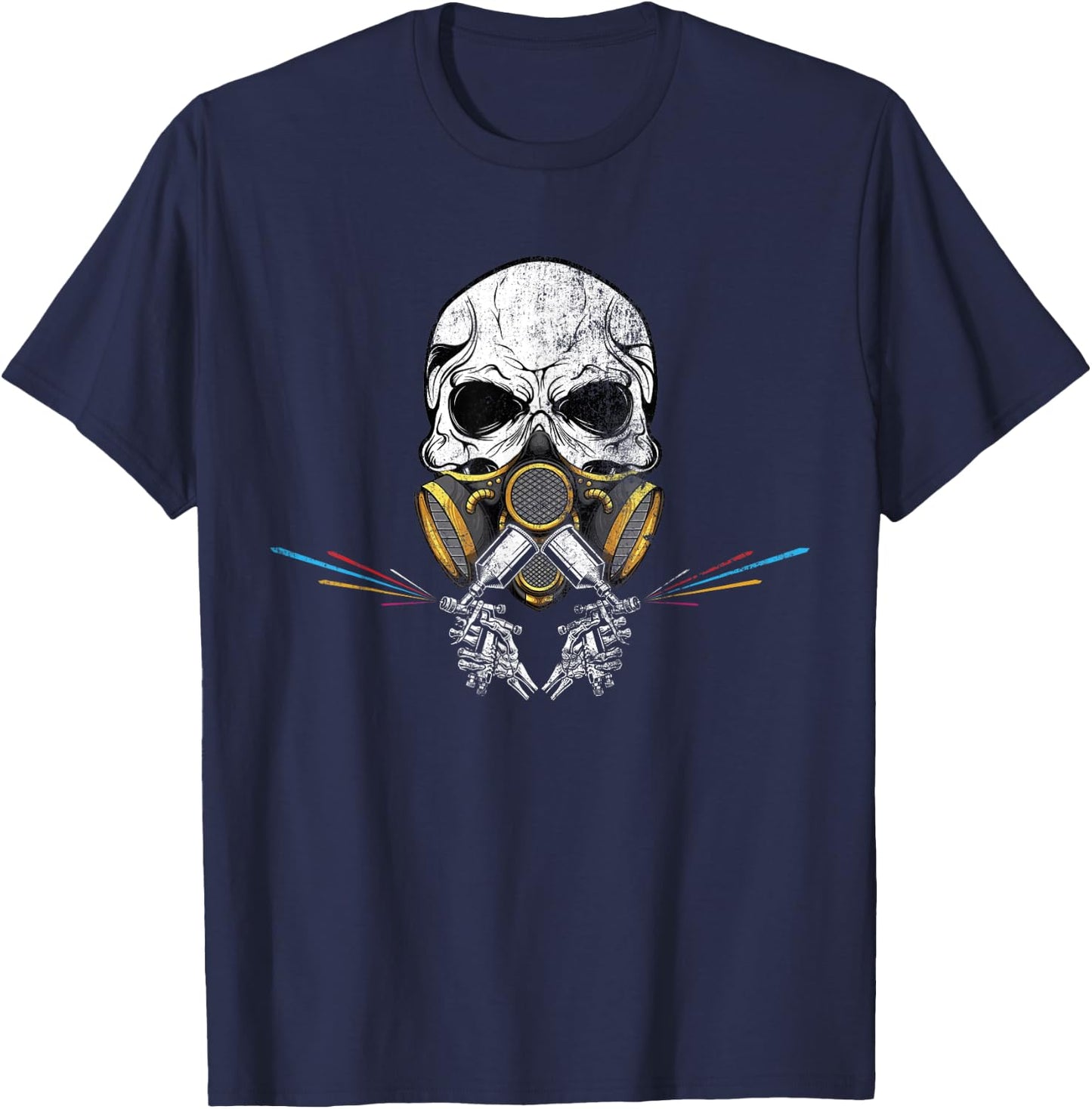 Car Painting Sprayer Skull Spray Gun Automotive Painter T-Shirt - T-Shirt | Navy