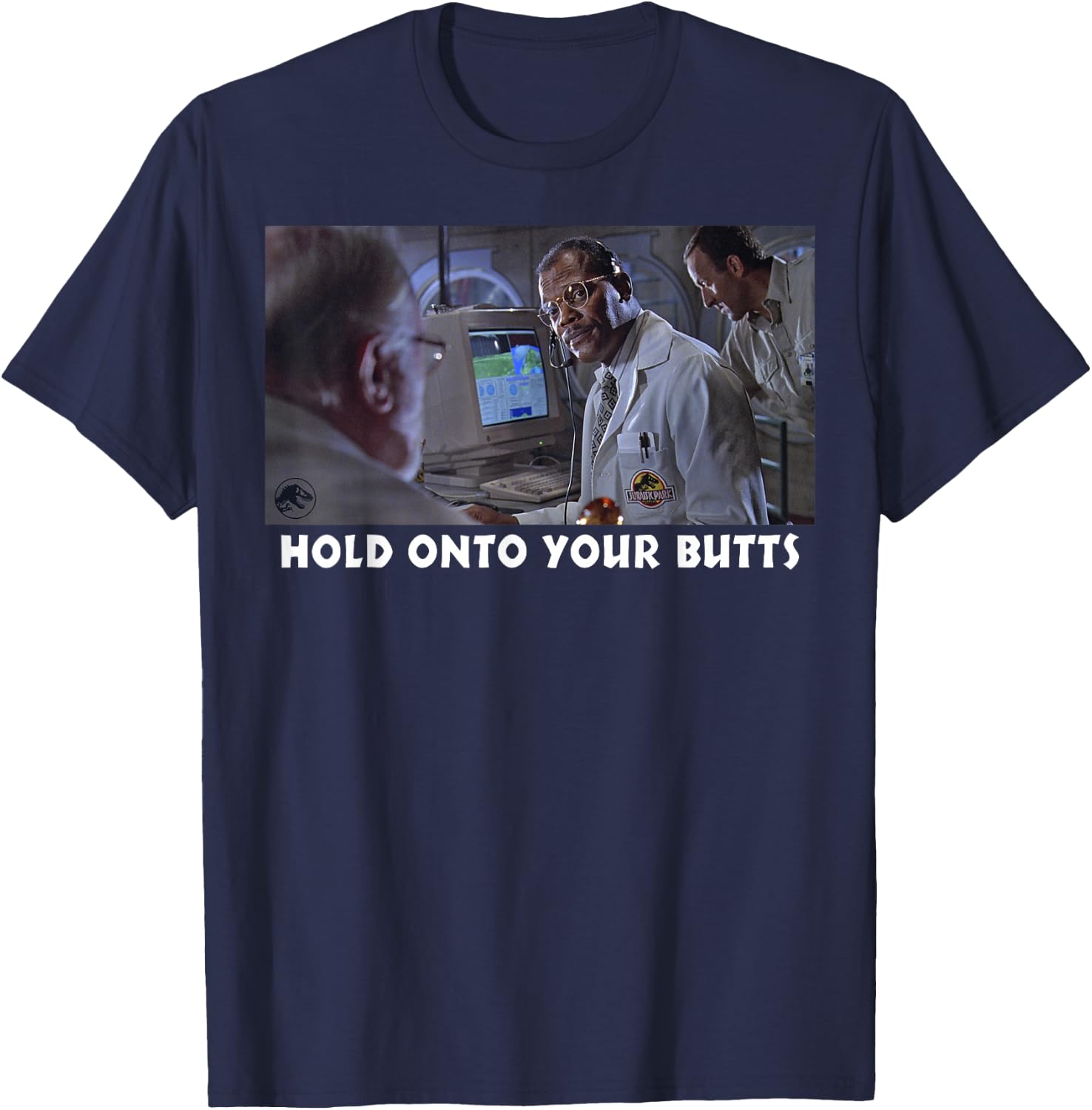 Jurassic Park Hold On To Your Butts T-Shirt - T-Shirt | Navy