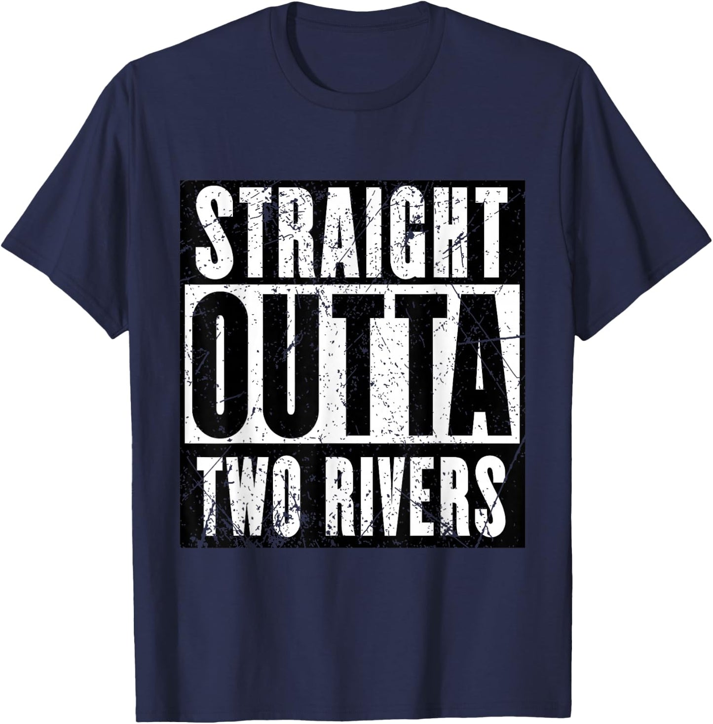 Red Sigil Wheel of Time Straight Outta Two Rivers Distressed Black Small T-Shirt - T-Shirt | Navy