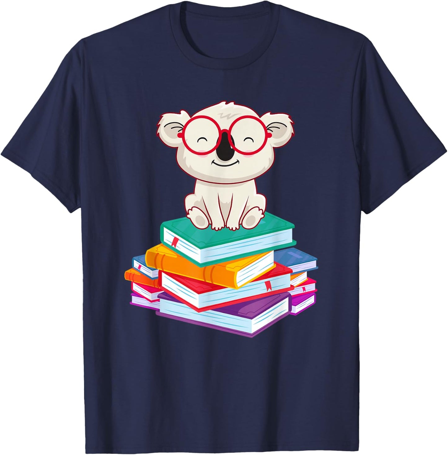 Reading Bookworm Gift Koala T-Shirt - T-Shirt | Navy