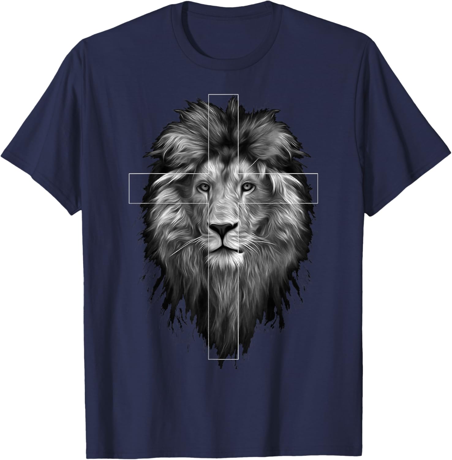 Jesus Lion of Judah | Christian Jesus T-Shirt - T-Shirt | Navy