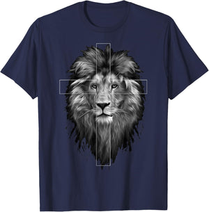 Jesus Lion of Judah | Christian Jesus T-Shirt - T-Shirt | Navy