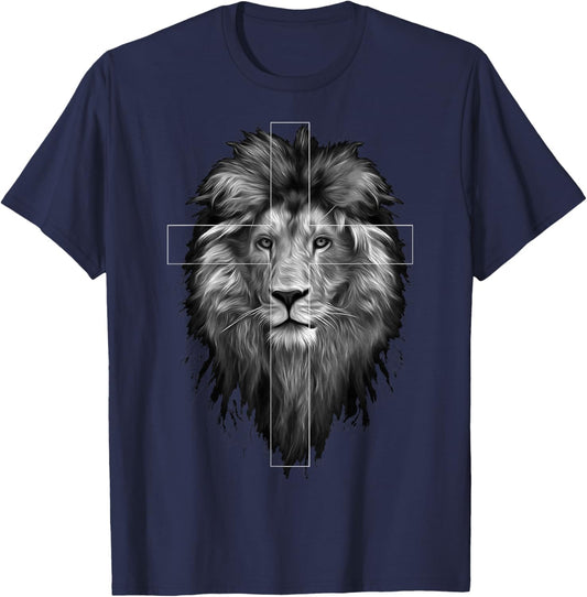 Jesus Lion of Judah | Christian Jesus T-Shirt - T-Shirt | Navy
