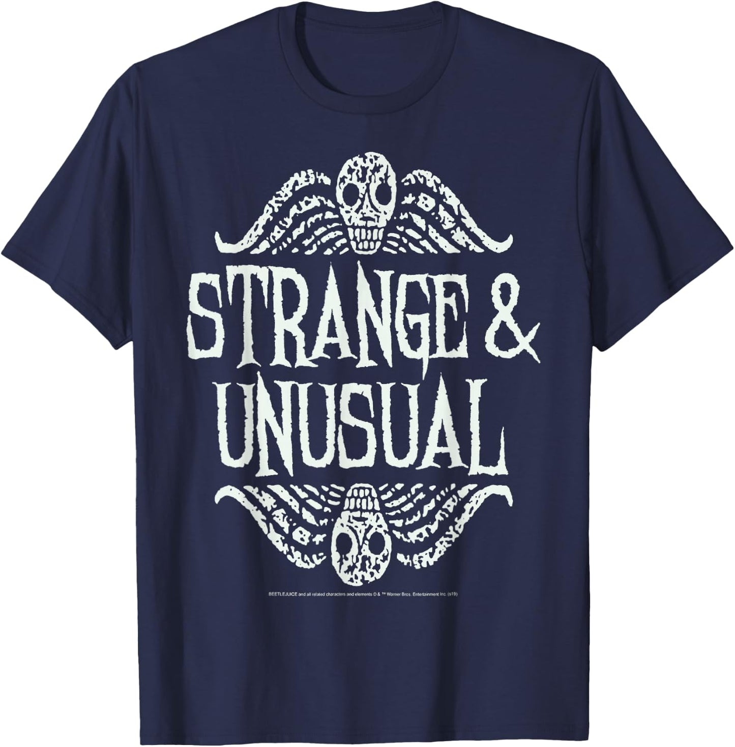 Beetlejuice Strange & Unusual Distressed Skulls T-Shirt - T-Shirt | Navy