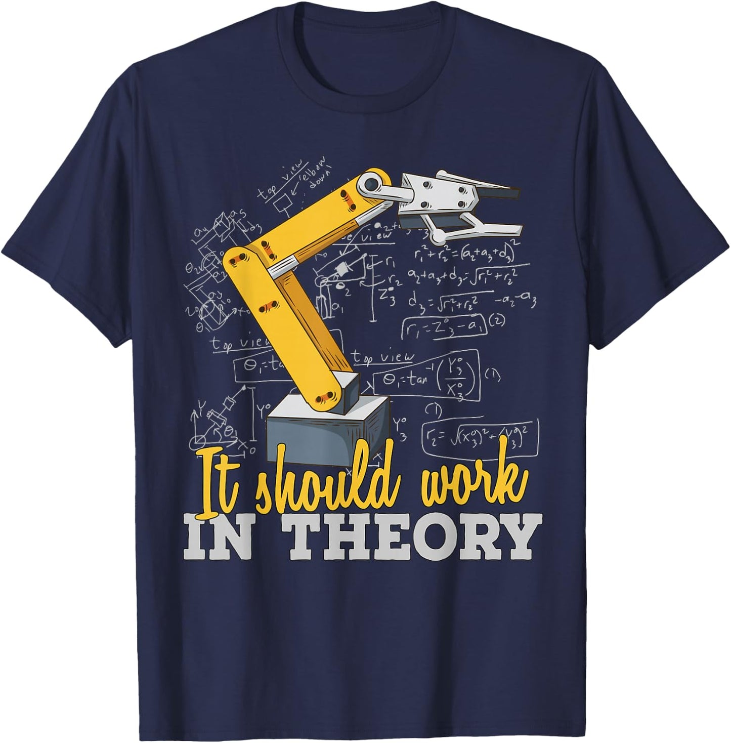 Cartoon robot arm - funny robot engineer T-Shirt - T-Shirt | Navy