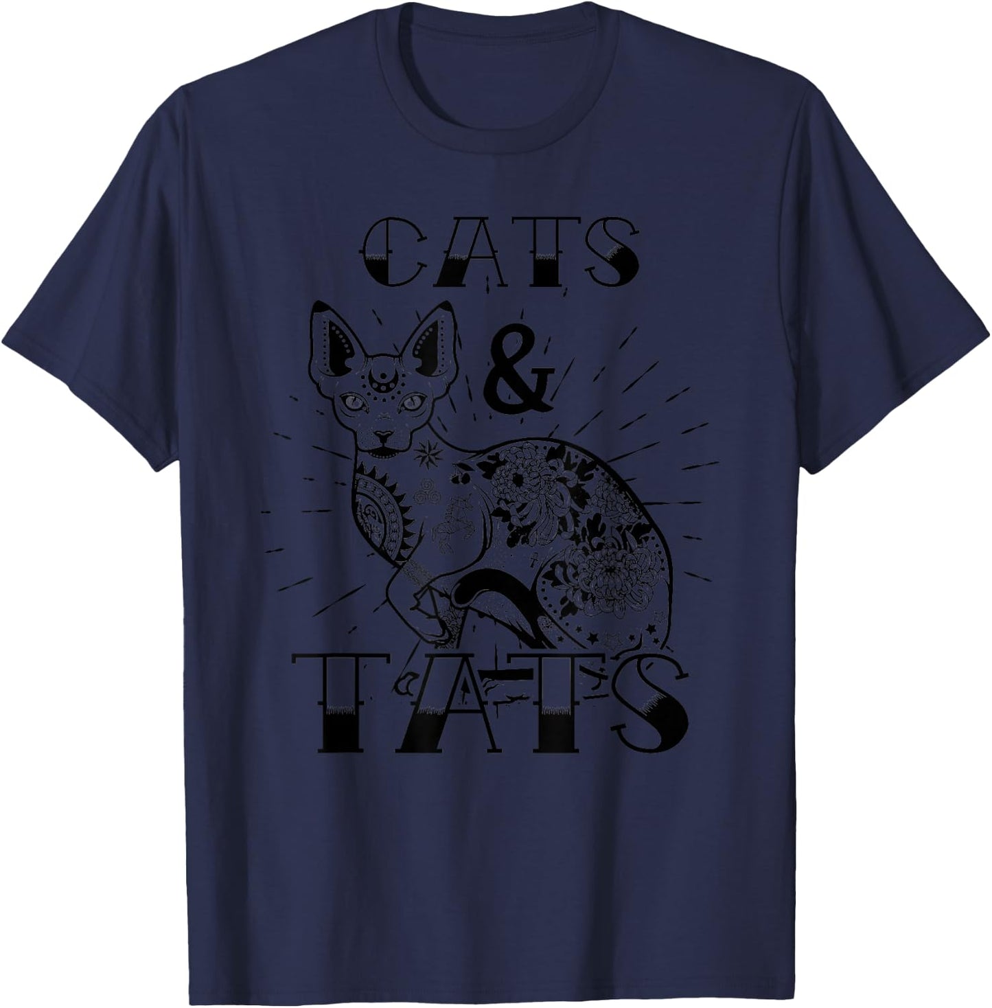 Cats & Tats Cat and Tattoo Lover Gift T-Shirt - T-Shirt | Navy