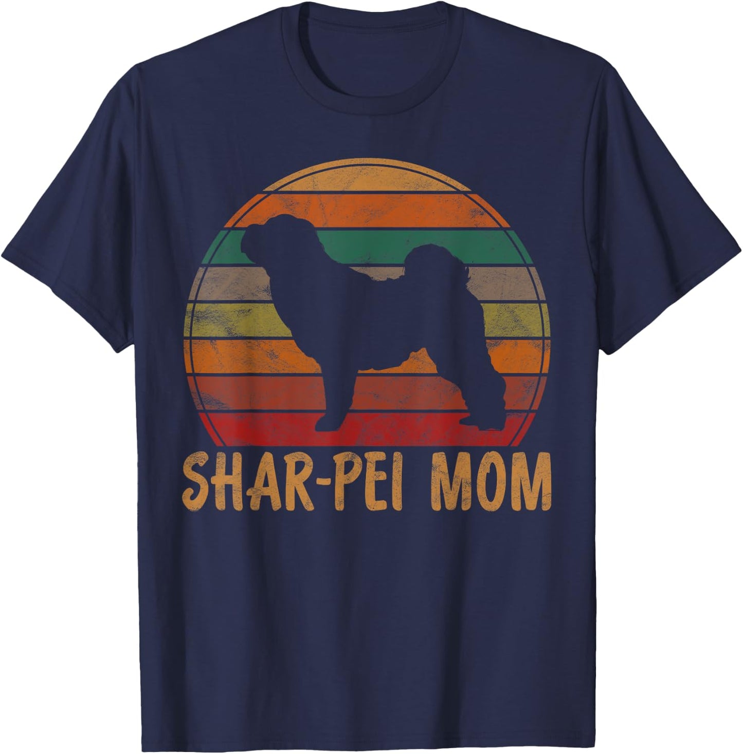 Retro Shar-Pei Mom Gift Sharpei Dog Owner Mother Pet Mama Women Girls Kids T-Shirt - T-Shirt | Navy