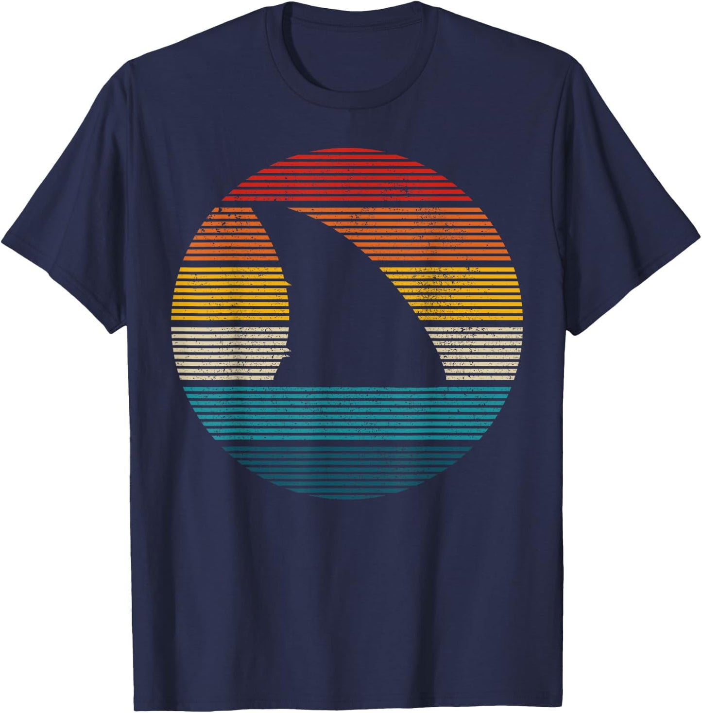 Shark Fin Vintage Scuba Diving Surf Retro Diver Gift T-Shirt - T-Shirt | Navy