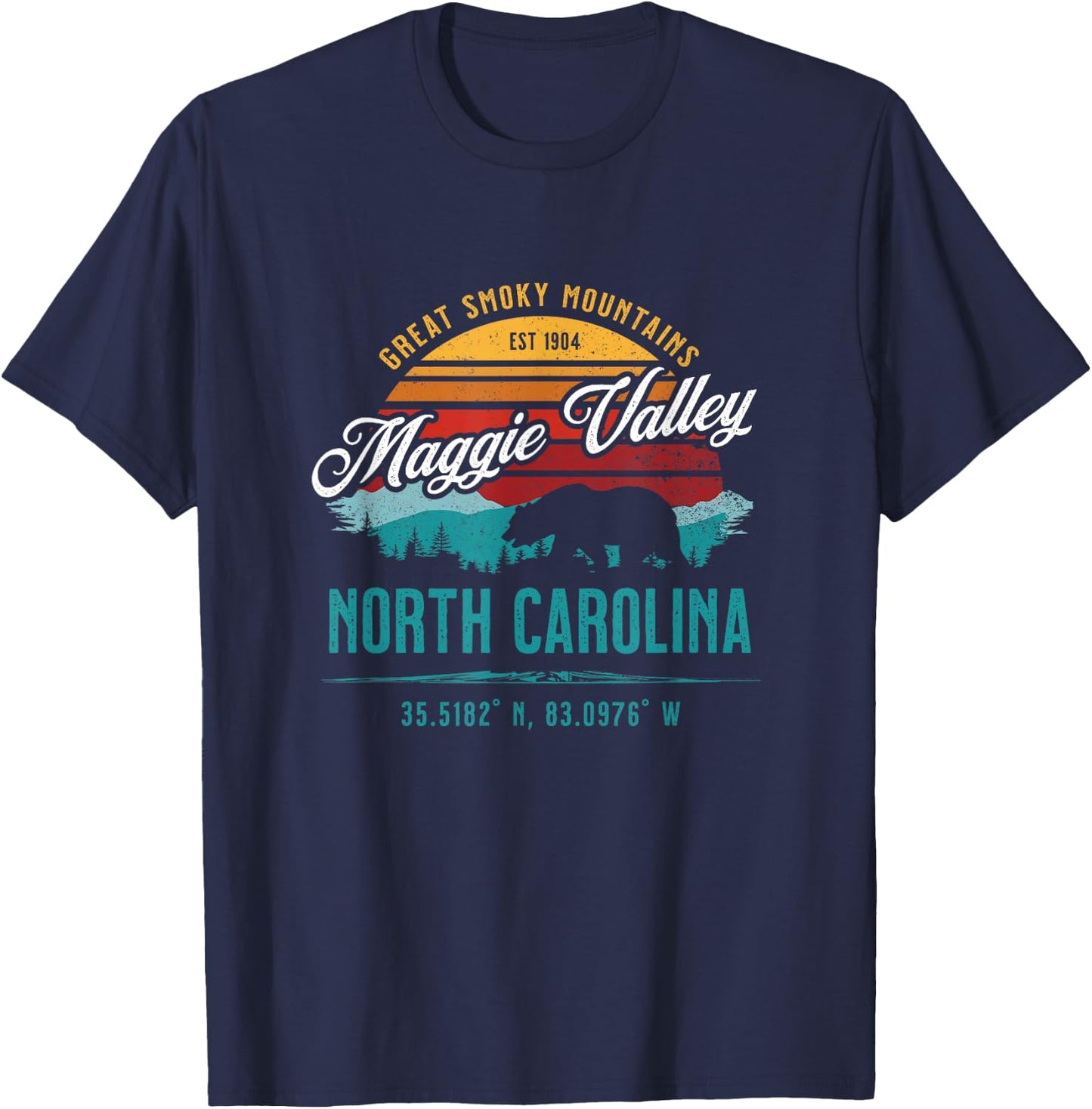 Maggie Valley North Carolina USA Retro Great Smoky Mountains T-Shirt - T-Shirt | Navy