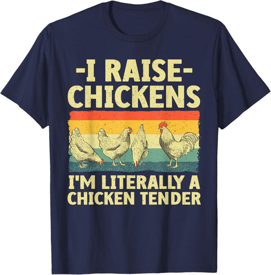 Chicken Gift Chicken Lover Accessories & Stuff -Adult Black Small Funny Chicken Tender Art Poultry Chicken Farmer T-Shirt - T-Shirt | Navy