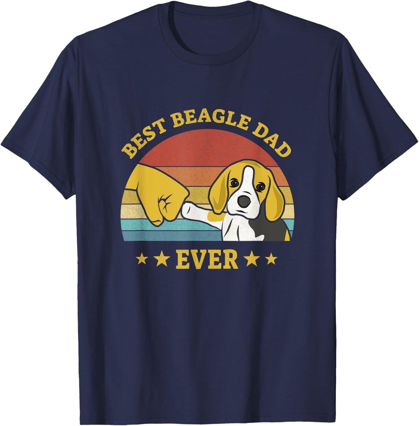Cute Best Beagle Dad Ever Vintage Puppy Lover Retro Design T-Shirt - T-Shirt | Navy