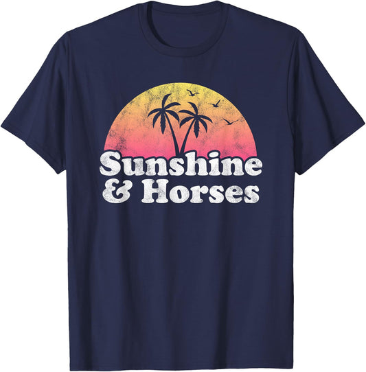 Horse Gift - Sunshine and Horses T-Shirt - T-Shirt | Navy
