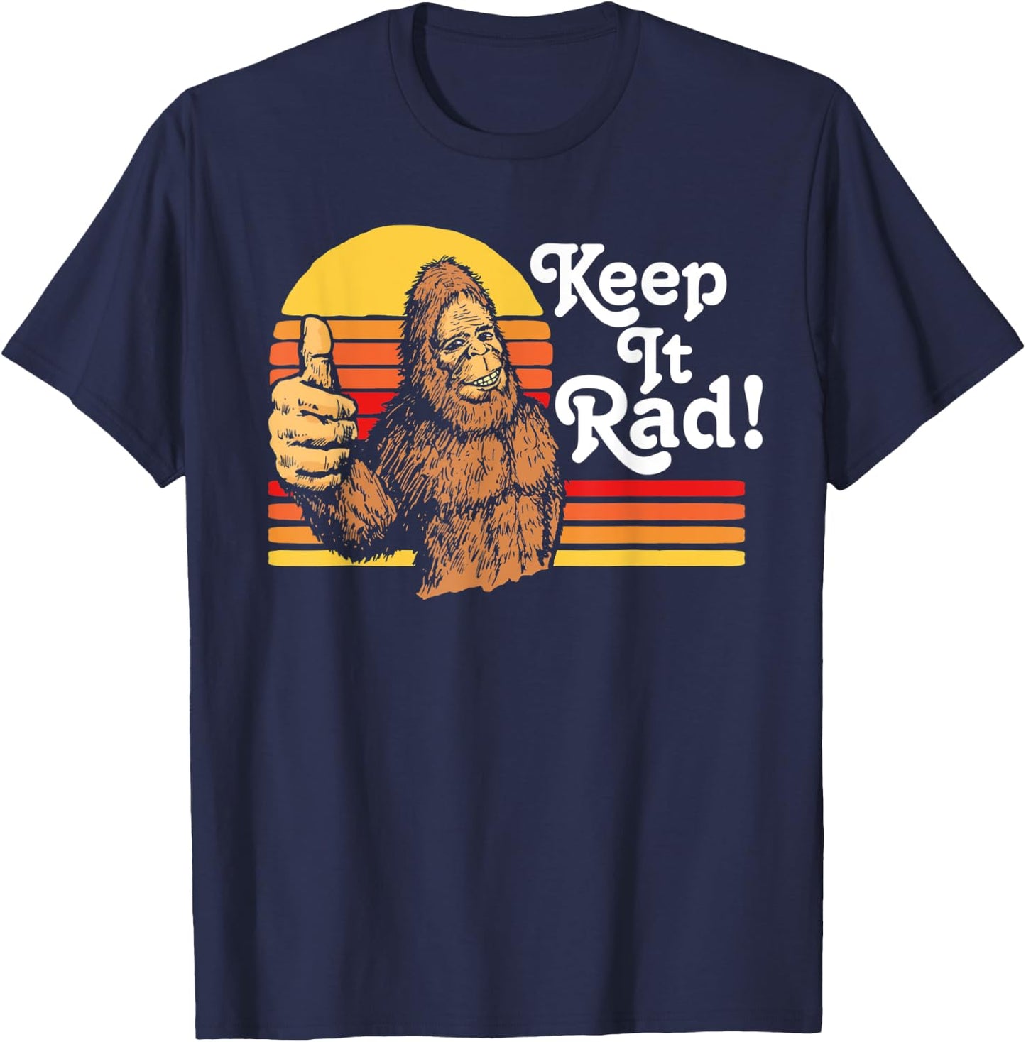 Keep It Rad! Vintage Bigfoot Thumbs Up Funny Vintage Hipster T-Shirt - T-Shirt | Navy