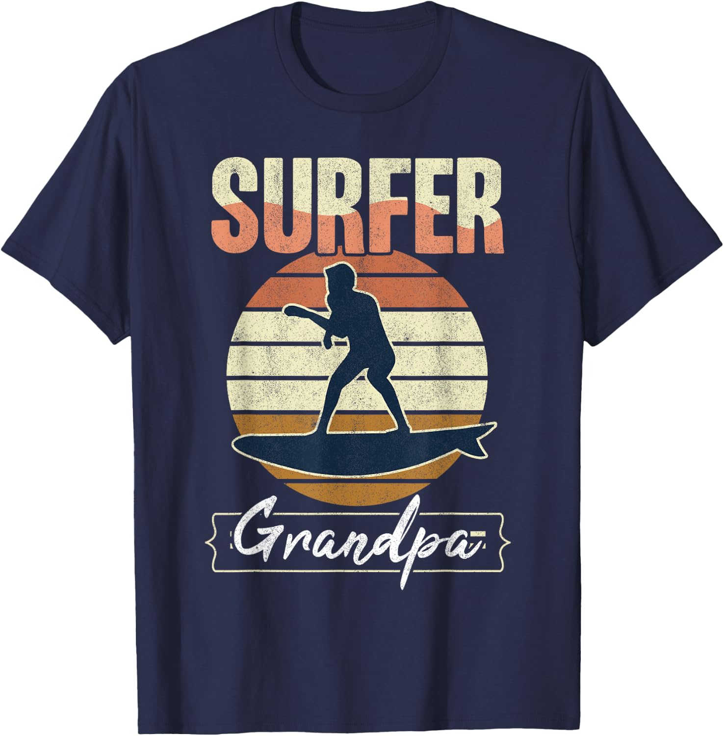 Surfer Grandpa Surf Retro Surfing Grandfather Vintage Surfer T-Shirt - T-Shirt | Navy