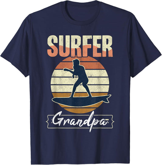 Surfer Grandpa Surf Retro Surfing Grandfather Vintage Surfer T-Shirt - T-Shirt | Navy