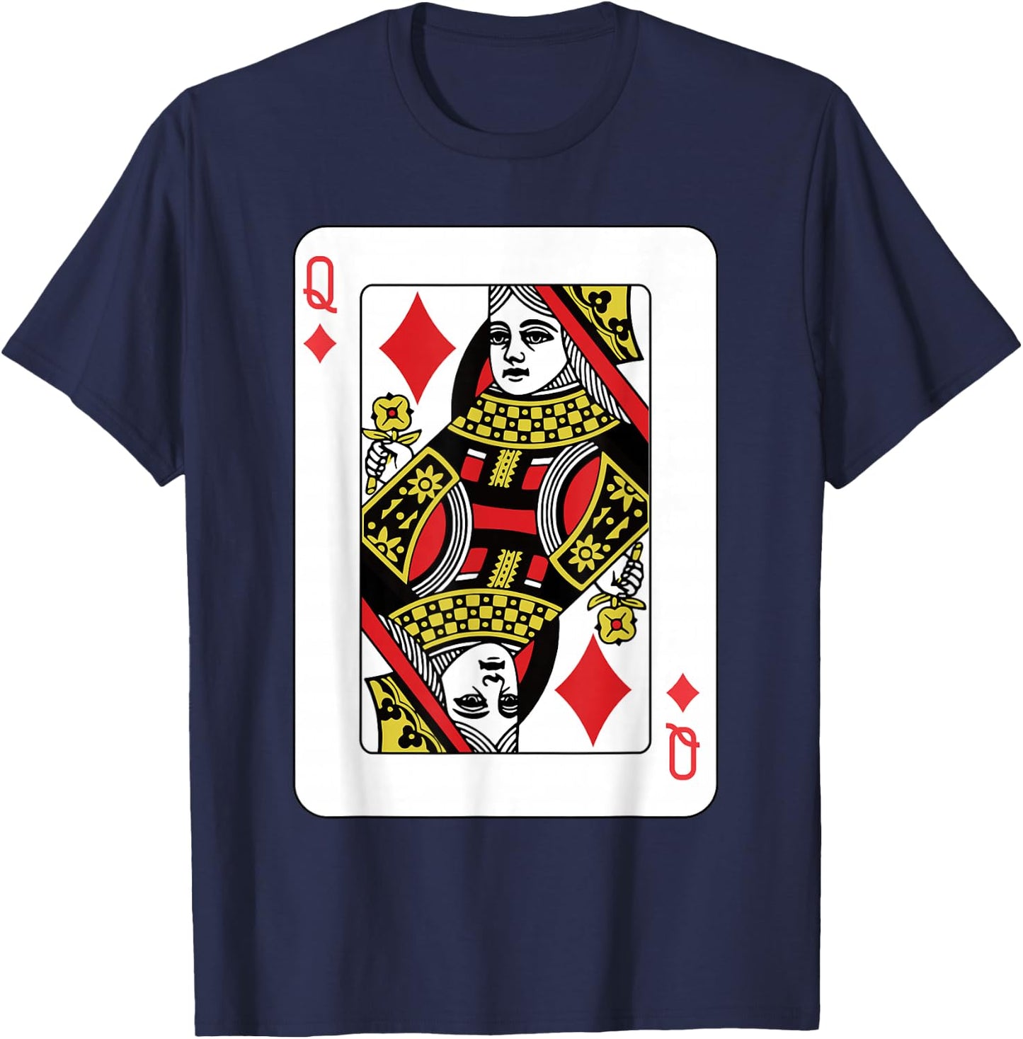 Queen of Diamonds Playing Card Poker T-Shirt - T-Shirt | Navy
