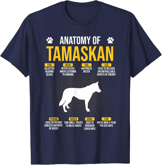 Anatomy Of Tamaskan Dog Lover T-Shirt - T-Shirt | Navy