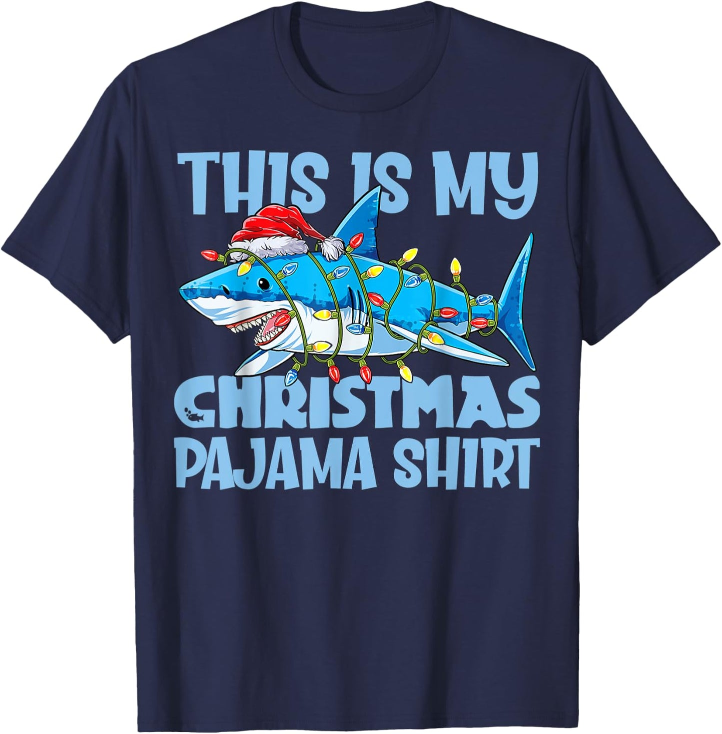 Funny Christmas Shark Fun Pajama T-Shirt - T-Shirt | Navy