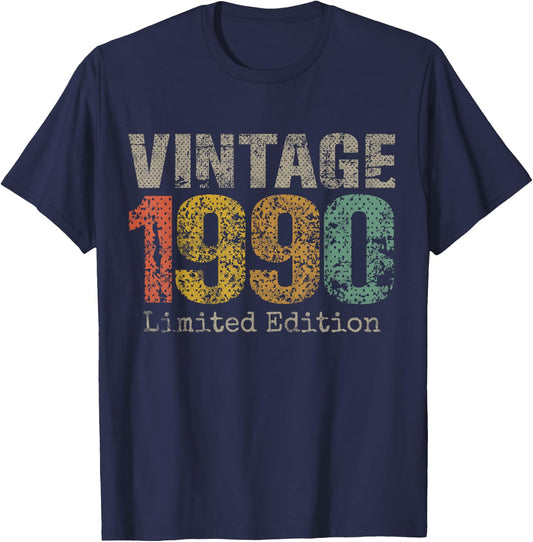 Vintage 1990 Limited Edition 35th Birthday Gifts 35 Year Old T-Shirt - T-Shirt | Navy