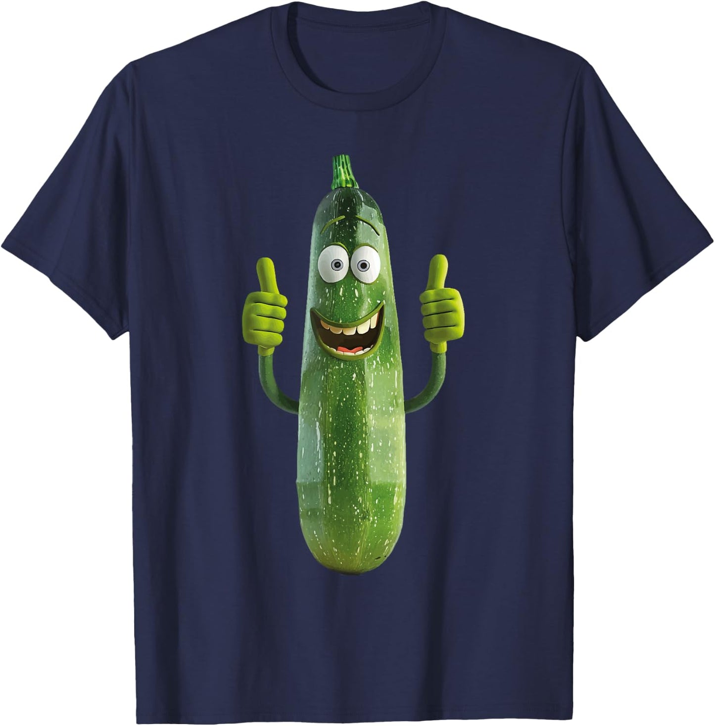 Zucchini Fruit Vegetables Design Zucchini - -Adults, Kids - Black - Cotton 60%, Polyester 40% - Short Sleeve - U-Neck - Small - Classic Fit - Imported T-Shirt - T-Shirt | Navy