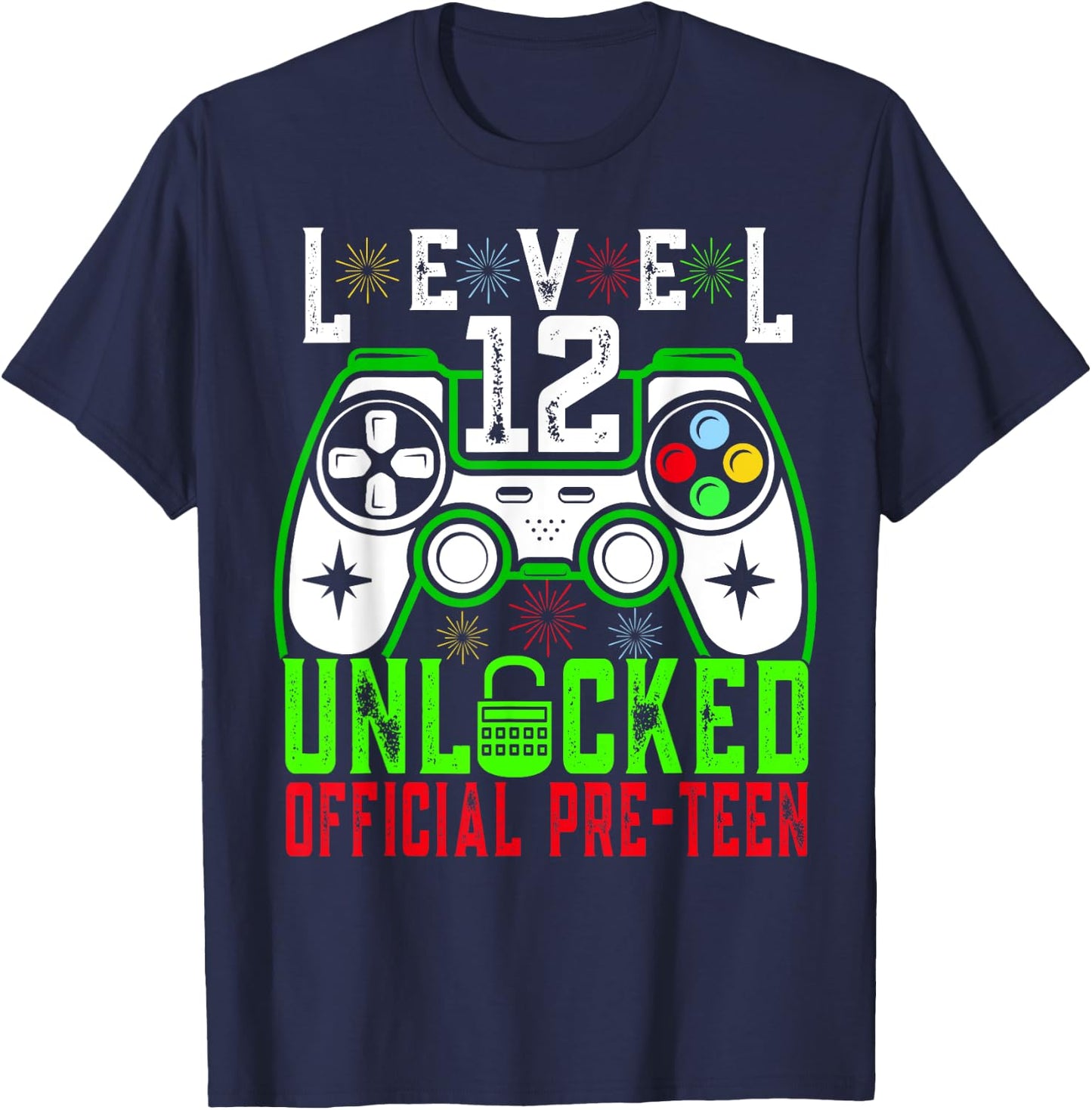 Level 12 Unlocked Birthday Shirt- Gamer BD level 12 unlocked T-Shirt - T-Shirt | Navy