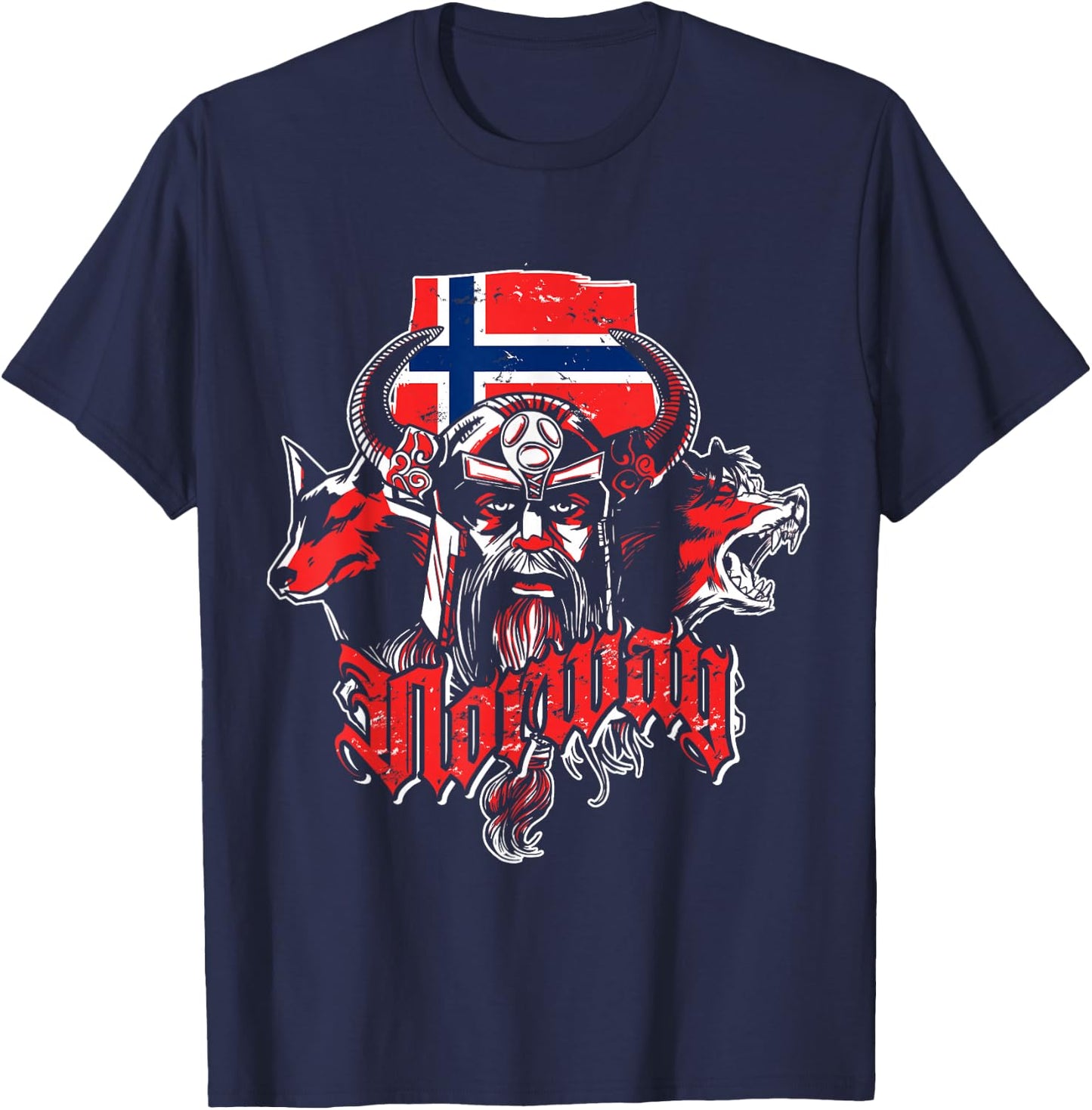 Viking Wolf Gift Oslo Norway T-Shirt - T-Shirt | Navy