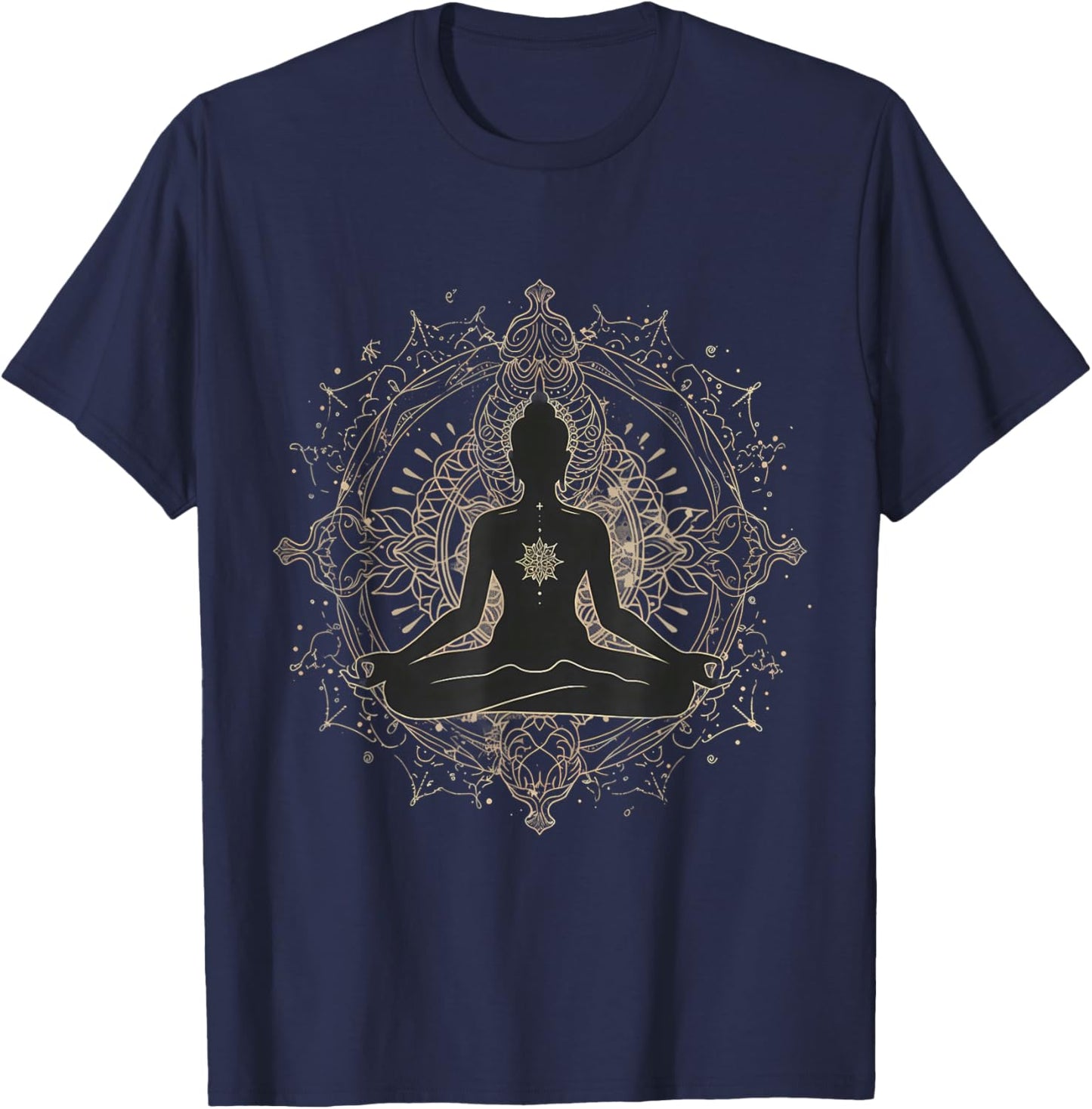 Meditation Mandala Buddhist Hindu Zen Buddha Spiritual T-Shirt - T-Shirt | Navy