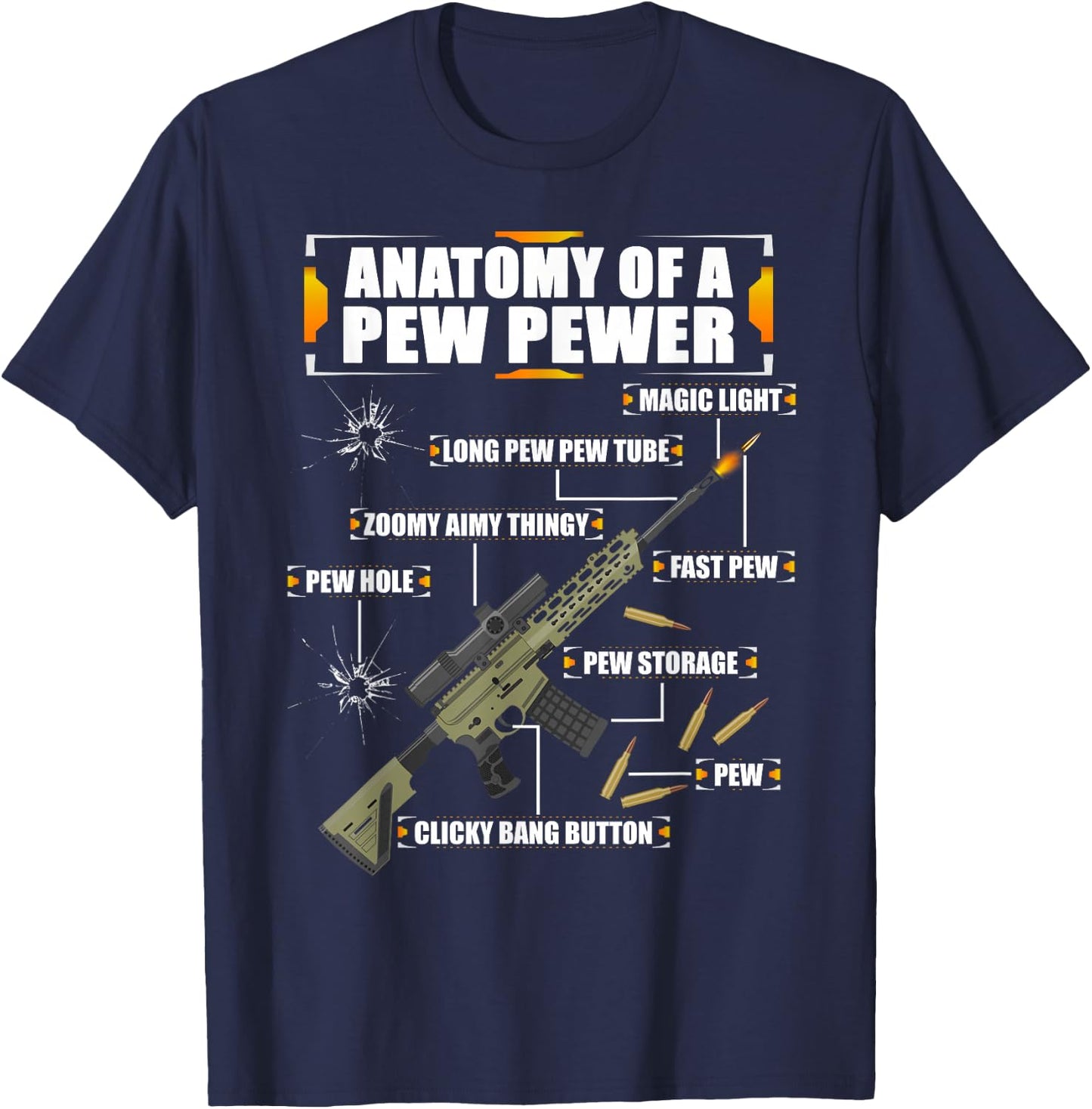 Anatomy of a Pew Pewer Machine Gun Weapons Saying T-Shirt - T-Shirt | Navy