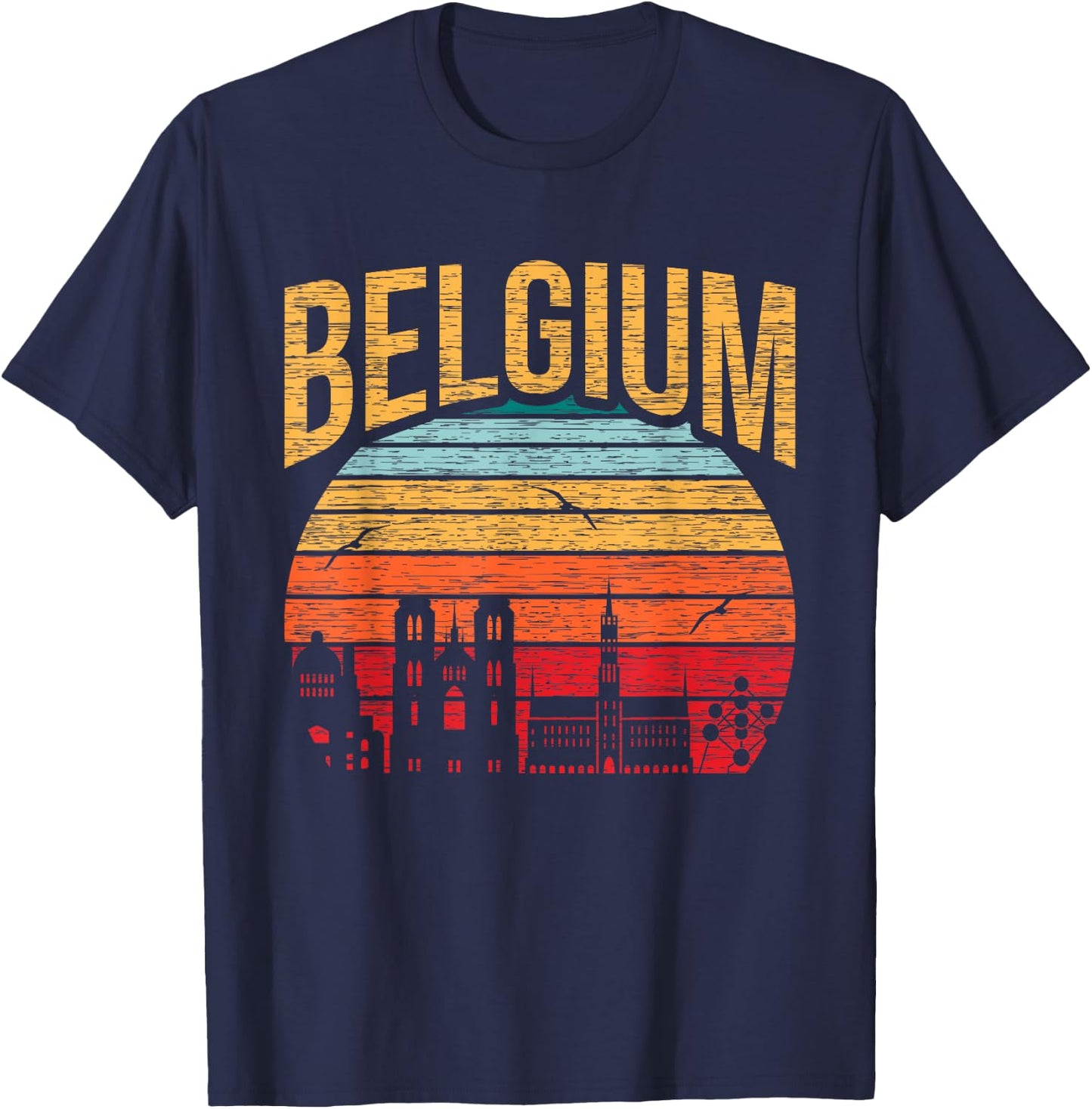 Funny Belgium Flag Shirt Roots From Usa Belgium T-Shirt - T-Shirt | Navy