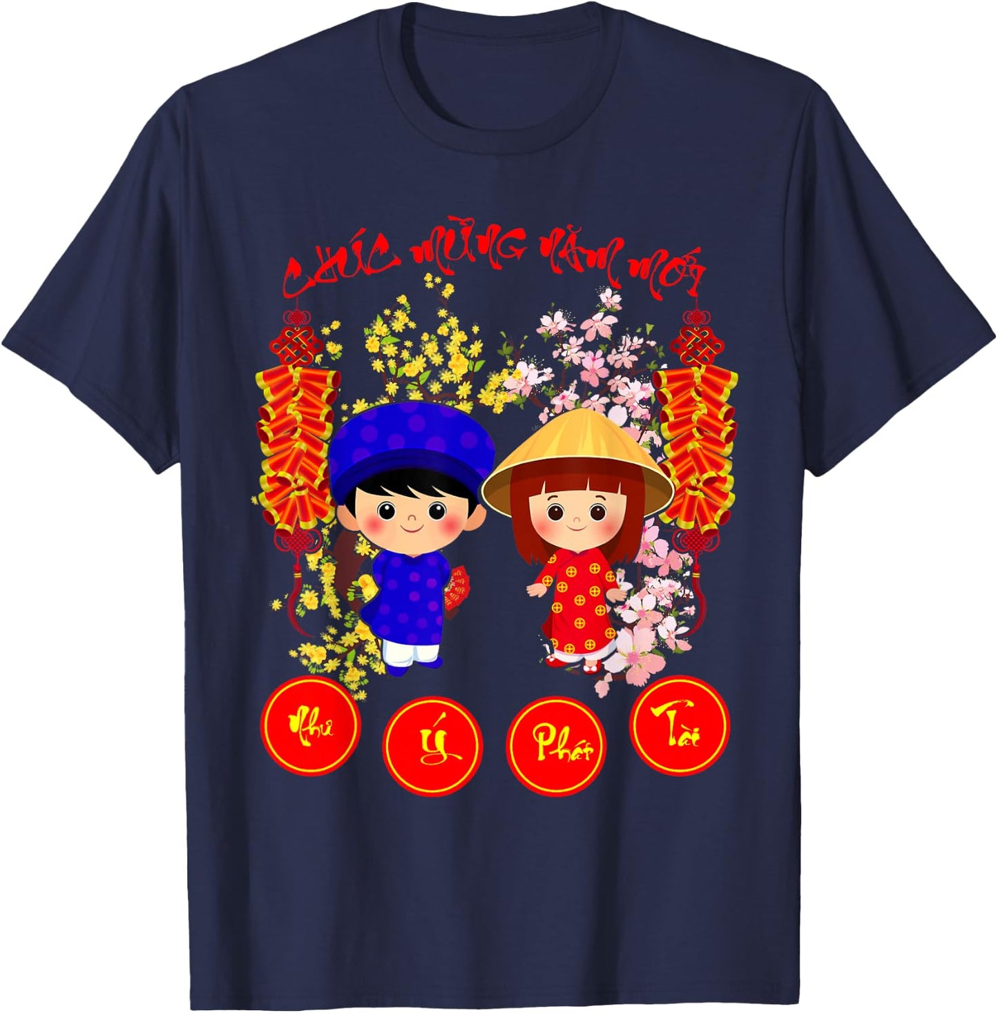 Chuc Mung Nam Moi 2026 Vietnamese Lunar New Year T-Shirt - T-Shirt | Navy