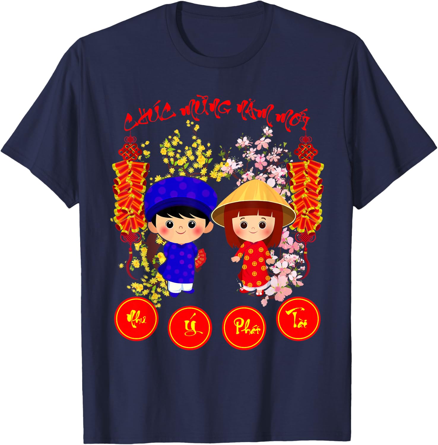 Chuc Mung Nam Moi 2026 Vietnamese Lunar New Year T-Shirt - T-Shirt | Navy