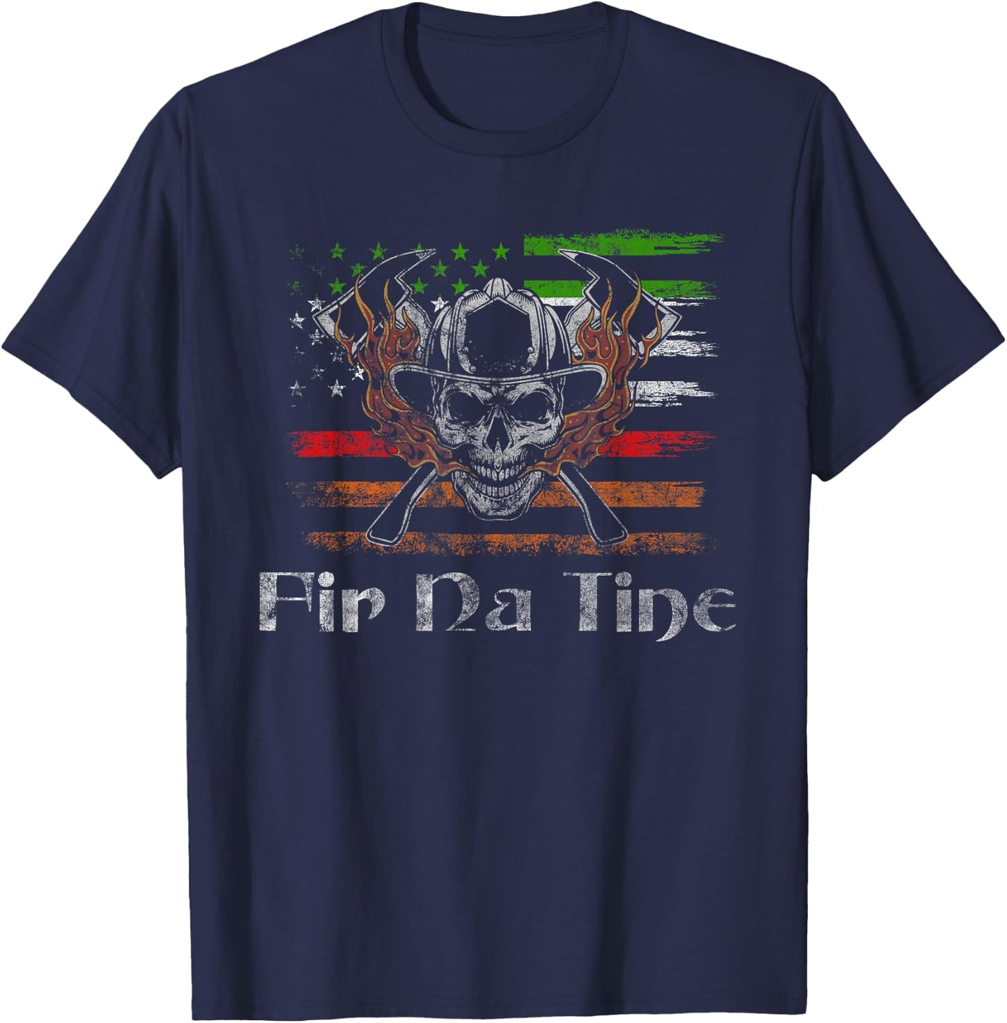 Irish Firefighter Thin Red Line Fir Na Tine T-Shirt - T-Shirt | Navy