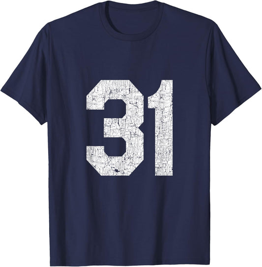 #31 Jersey Uniform Varsity Number, 31st Birthday, 31st Place T-Shirt - T-Shirt | Navy