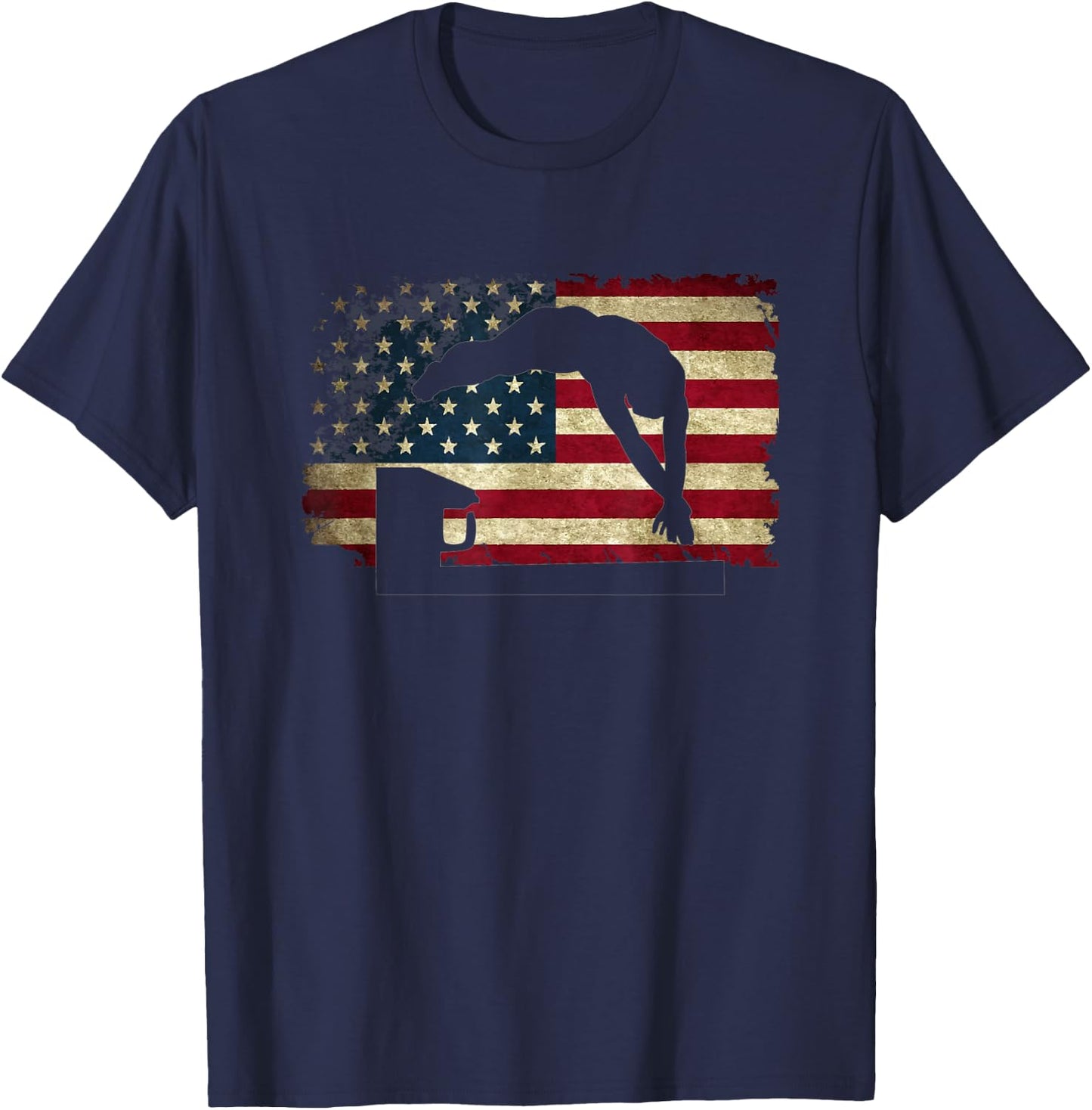 Swimming Swim Team Distressed American Flag USA Swimmer Gift T-Shirt - T-Shirt | Navy