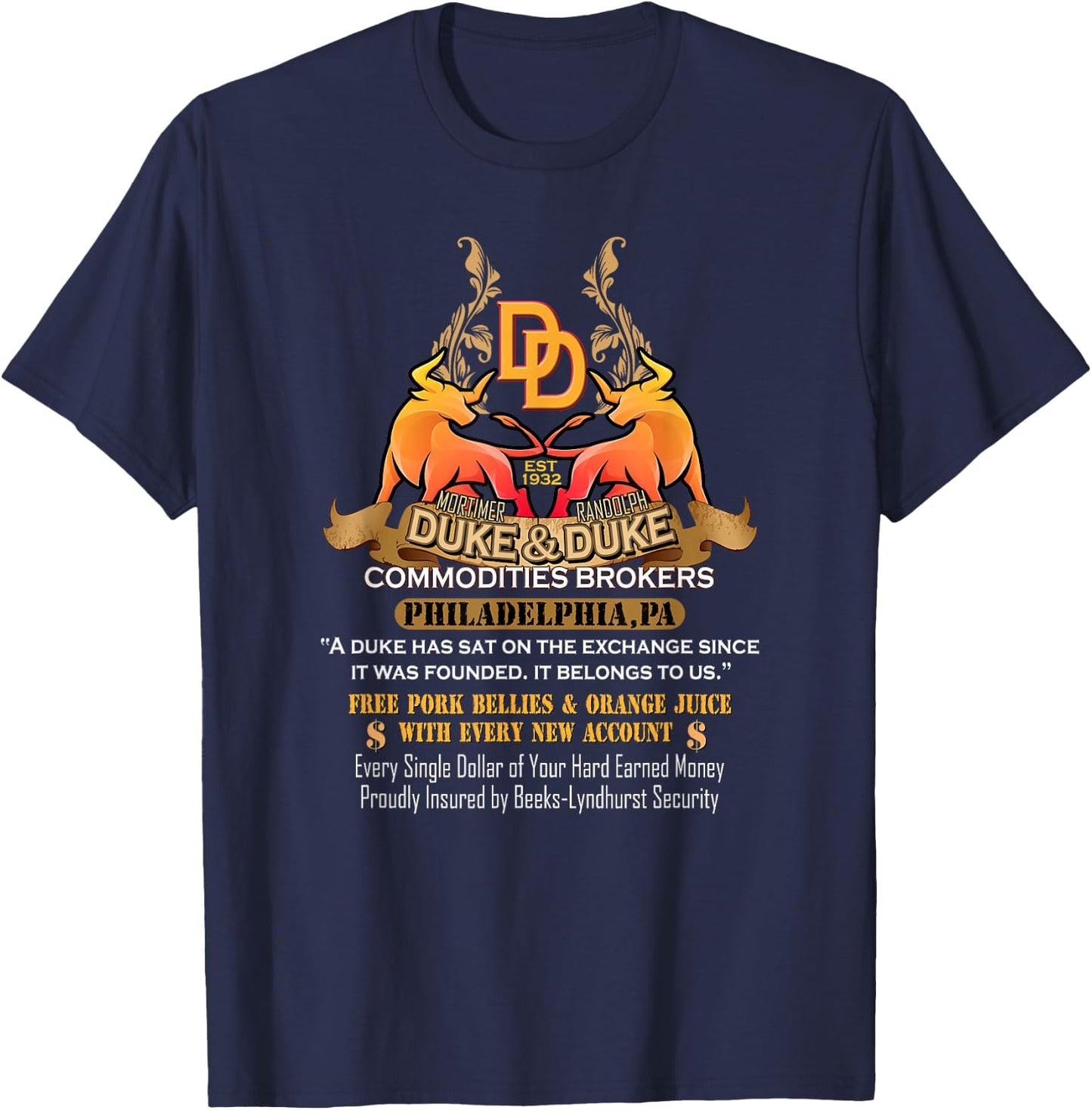 Duke & Duke Commodities Broker Trading Funny Places Gift T-Shirt - T-Shirt | Navy