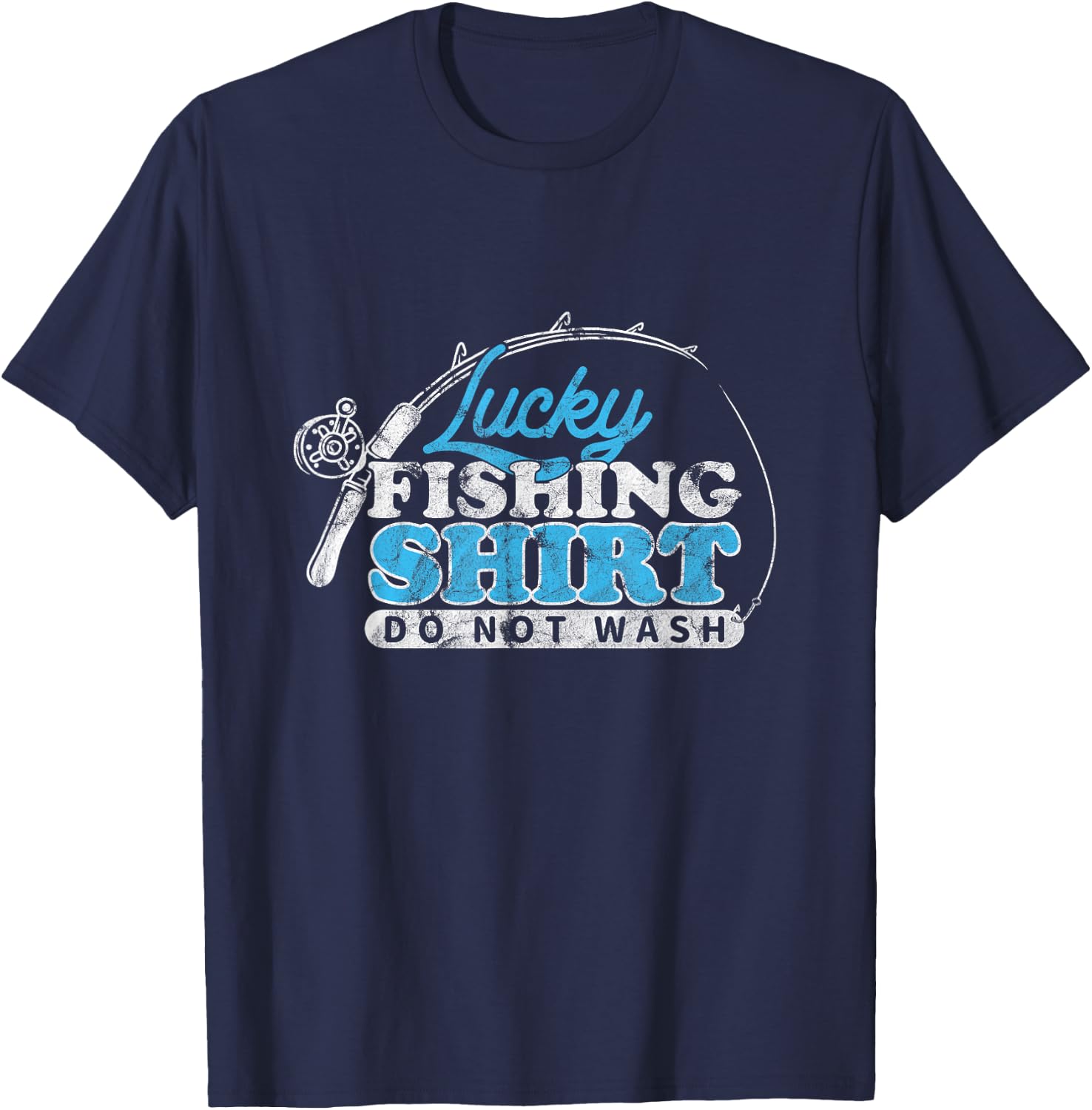 Lucky Fishing Fisherman Fishing Lucky Fishing T-Shirt - T-Shirt | Navy