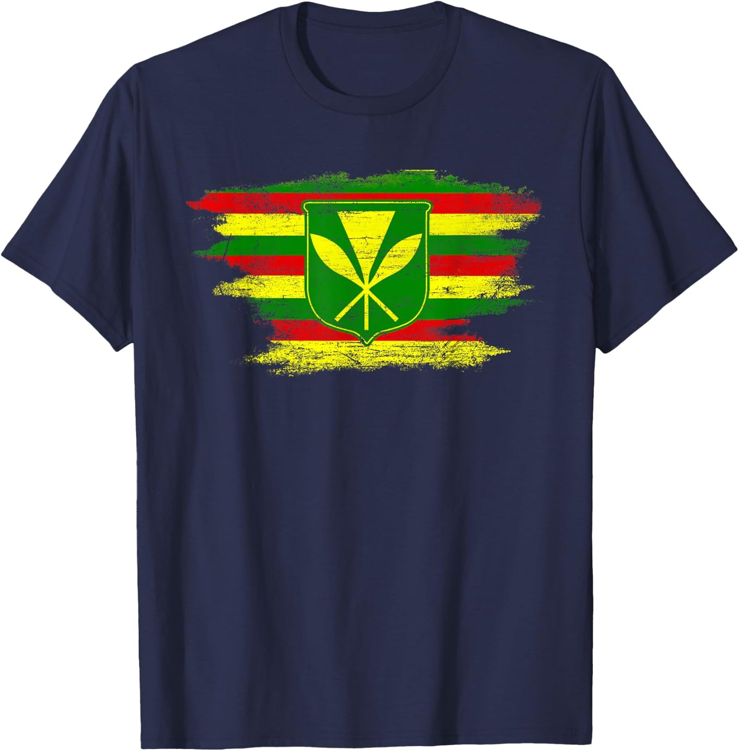 Kanaka Maoli Hawaiian Flag Pride Distressed Sovereign Gifts T-Shirt - T-Shirt | Navy