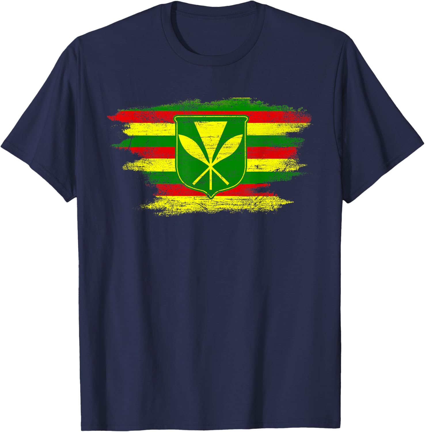 Kanaka Maoli Hawaiian Flag Pride Distressed Sovereign Gifts T-Shirt - T-Shirt | Navy